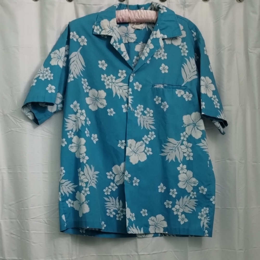 Vintage Helena's Blue Floral Hawaiian Shirt